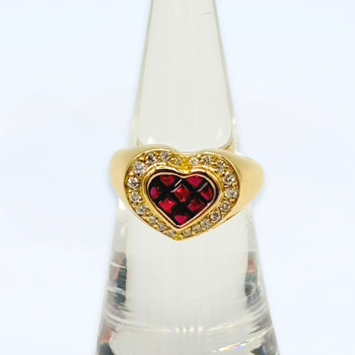 Ruby  Diamond ring Heart