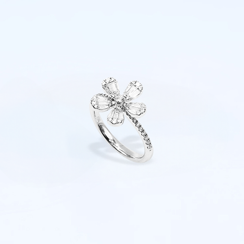 Pt950  Diamond ring Flower